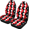 Red Black And White Argyle Print Universal Fit Car Seat Covers
