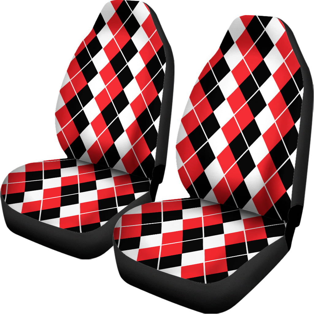 Red Black And White Argyle Print Universal Fit Car Seat Covers