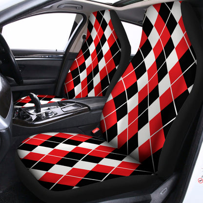 Red Black And White Argyle Print Universal Fit Car Seat Covers
