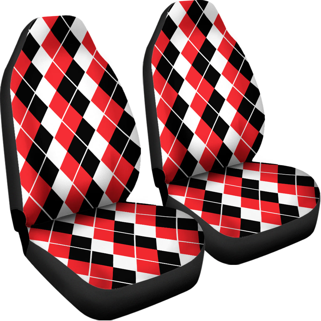 Red Black And White Argyle Print Universal Fit Car Seat Covers