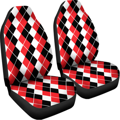 Red Black And White Argyle Print Universal Fit Car Seat Covers