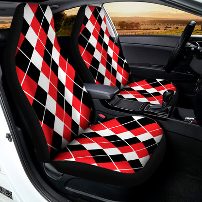 Red Black And White Argyle Print Universal Fit Car Seat Covers