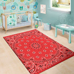 Red Black And White Bandana Print Area Rug