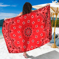 Red Black And White Bandana Print Beach Sarong Wrap