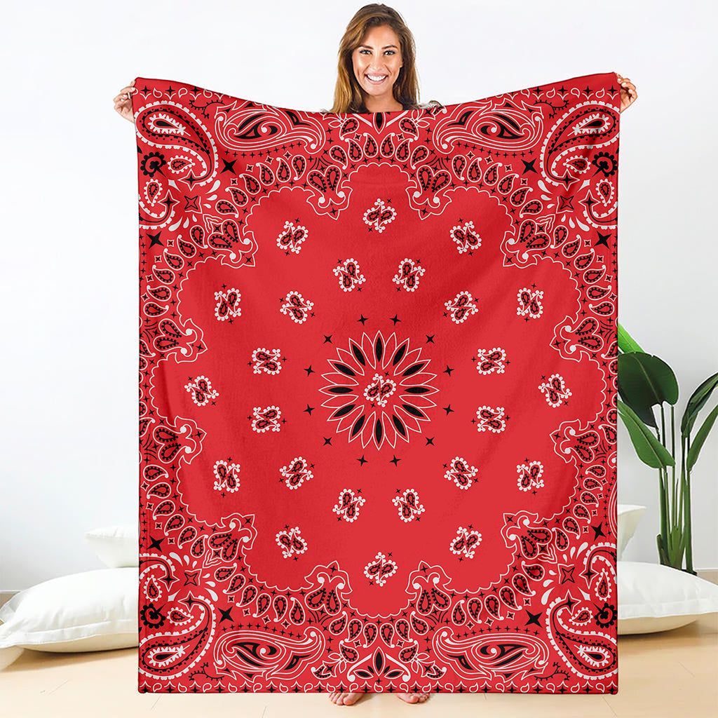 Red Black And White Bandana Print Blanket