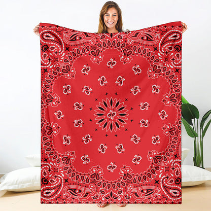Red Black And White Bandana Print Blanket