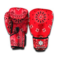 Red Black And White Bandana Print Boxing Gloves
