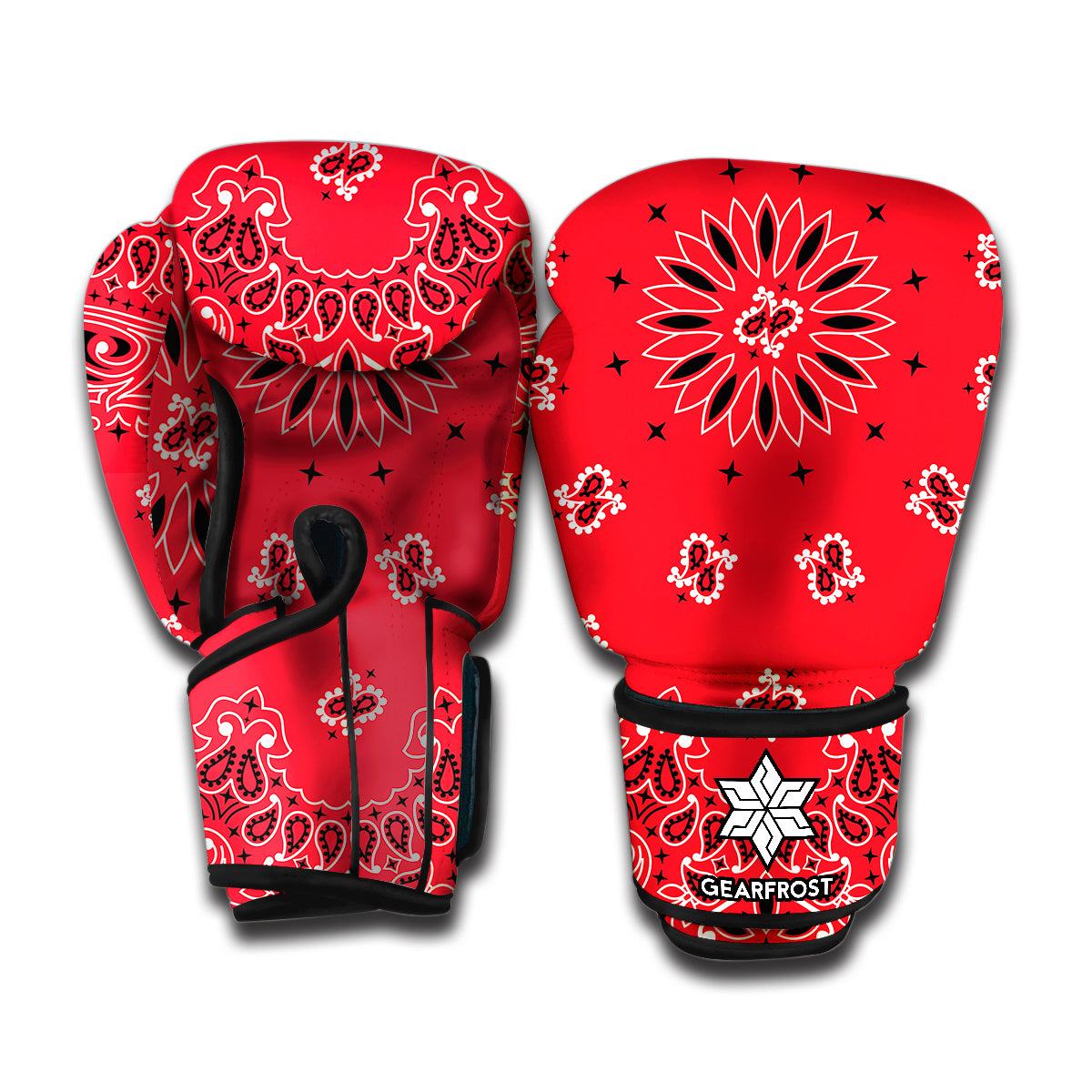 Red Black And White Bandana Print Boxing Gloves
