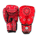 Red Black And White Bandana Print Boxing Gloves