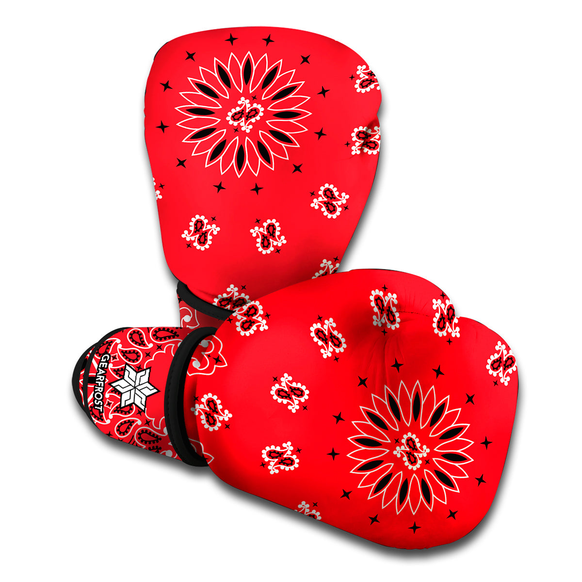 Red Black And White Bandana Print Boxing Gloves