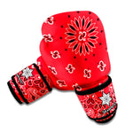 Red Black And White Bandana Print Boxing Gloves