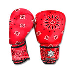 Red Black And White Bandana Print Boxing Gloves