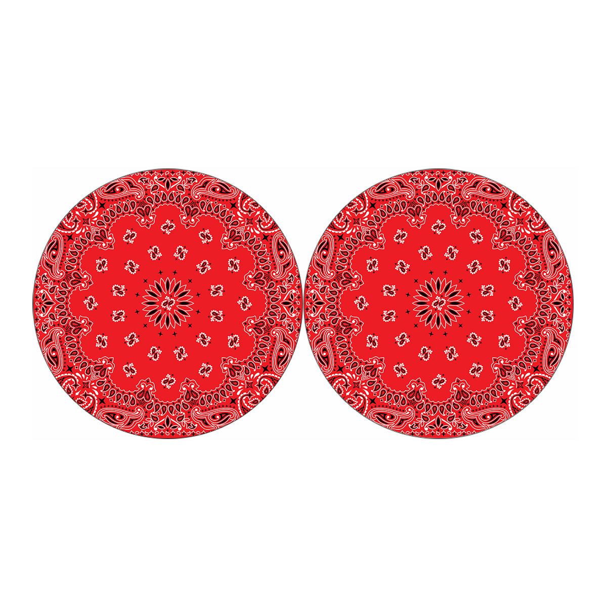 Red Black And White Bandana Print Car Coasters