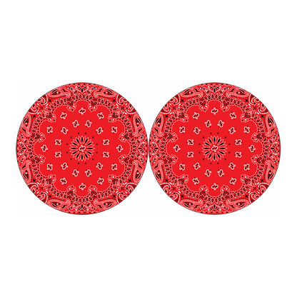 Red Black And White Bandana Print Car Coasters