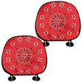 Red Black And White Bandana Print Car Headrest Covers