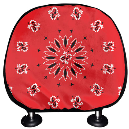 Red Black And White Bandana Print Car Headrest Covers