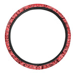 Red Black And White Bandana Print Car Steering Wheel Cover