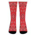 Red Black And White Bandana Print Crew Socks