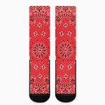 Red Black And White Bandana Print Crew Socks