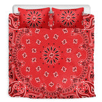 Red Black And White Bandana Print Duvet Cover Bedding Set