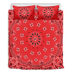 Red Black And White Bandana Print Duvet Cover Bedding Set