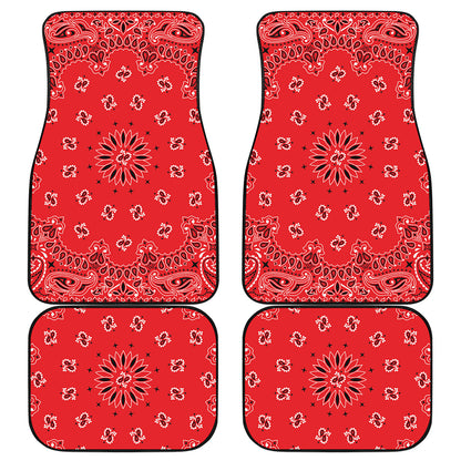 Red Black And White Bandana Print Front and Back Car Floor Mats