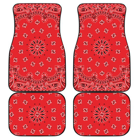 Red Black And White Bandana Print Front and Back Car Floor Mats