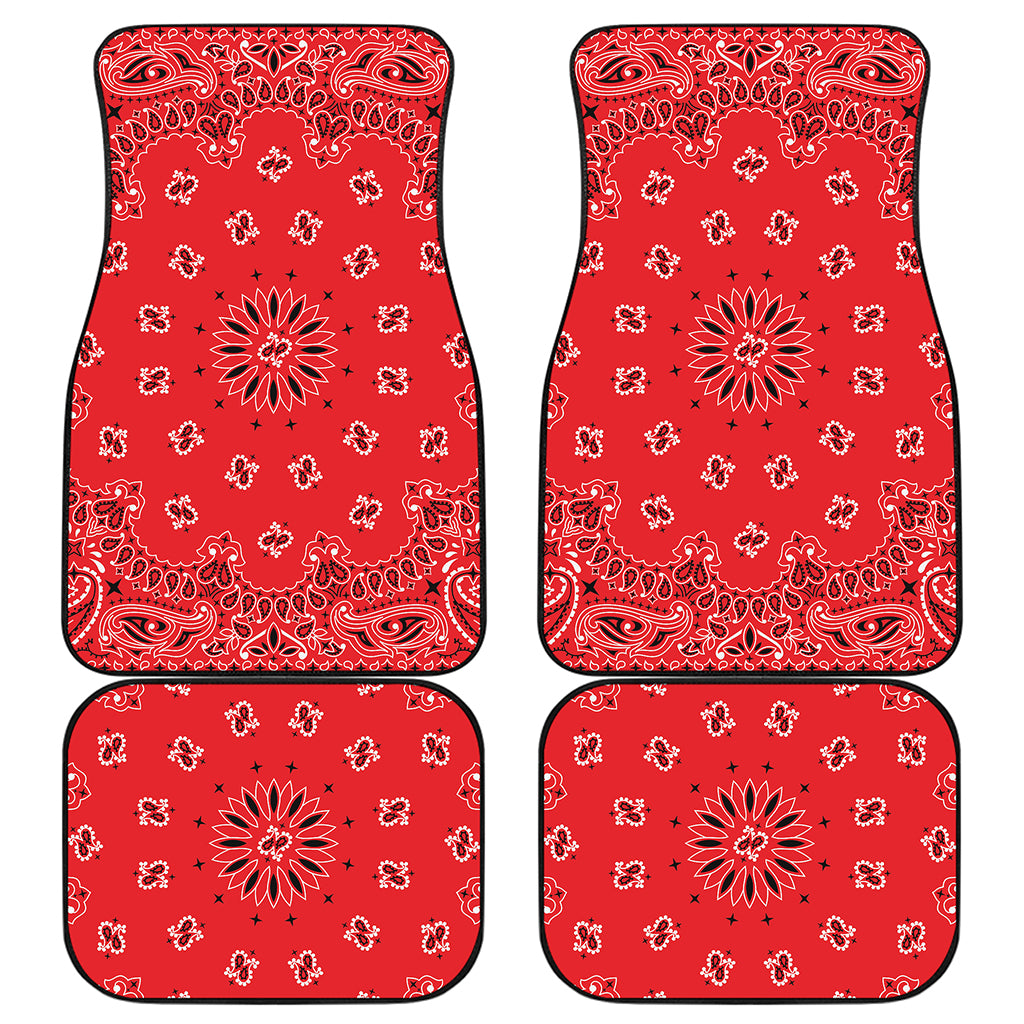 Red Black And White Bandana Print Front and Back Car Floor Mats