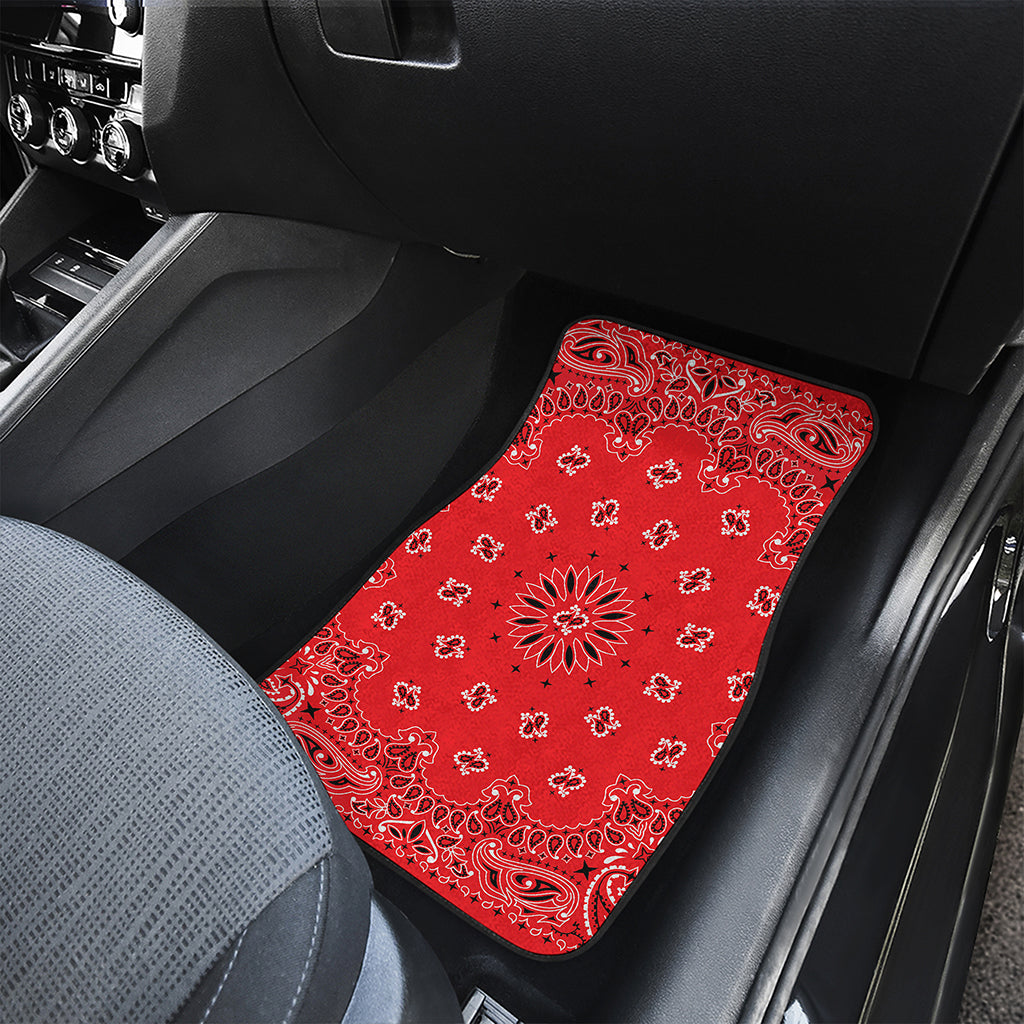 Red Black And White Bandana Print Front and Back Car Floor Mats
