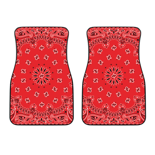 Red Black And White Bandana Print Front Car Floor Mats
