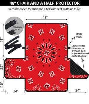 Red Black And White Bandana Print Half Sofa Protector