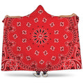 Red Black And White Bandana Print Hooded Blanket