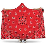 Red Black And White Bandana Print Hooded Blanket