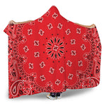Red Black And White Bandana Print Hooded Blanket