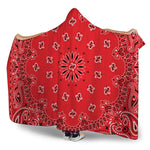 Red Black And White Bandana Print Hooded Blanket