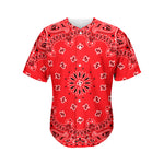 Red Black And White Bandana Print Men's Baseball Jersey