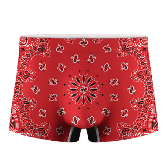 Red Black And White Bandana Print Men's Boxer Briefs