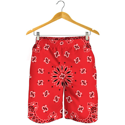 Red Black And White Bandana Print Men's Shorts
