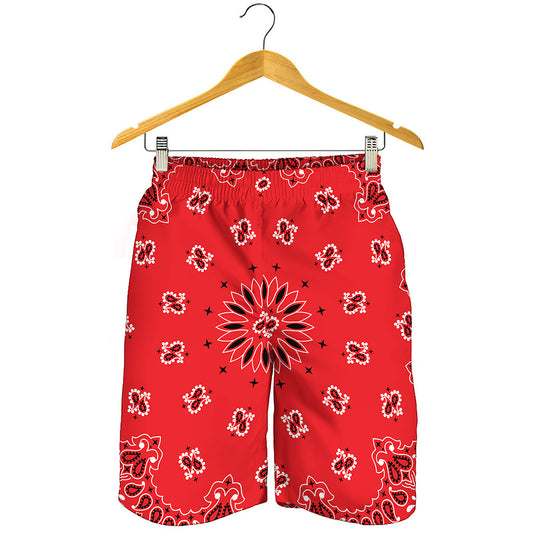 Red Black And White Bandana Print Men's Shorts