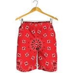 Red Black And White Bandana Print Men's Shorts