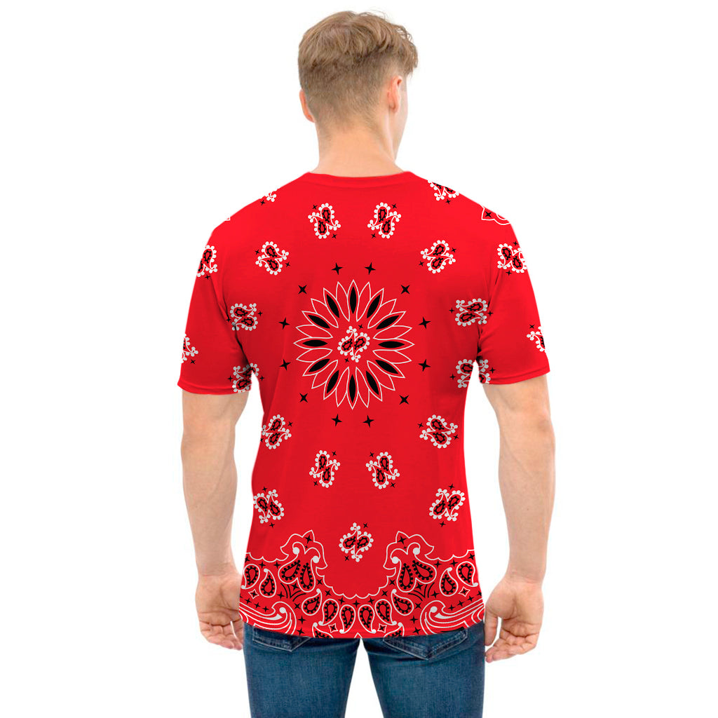 Red Black And White Bandana Print Men's T-Shirt