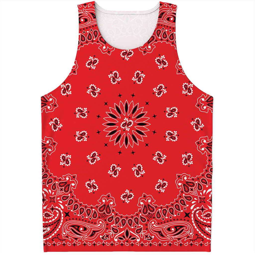 Red Black And White Bandana Print Men's Tank Top