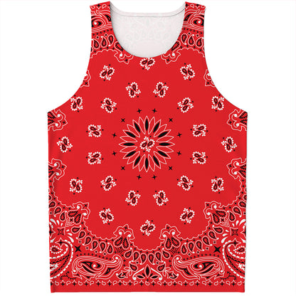 Red Black And White Bandana Print Men's Tank Top