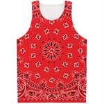 Red Black And White Bandana Print Men's Tank Top