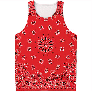 Red Black And White Bandana Print Men's Tank Top