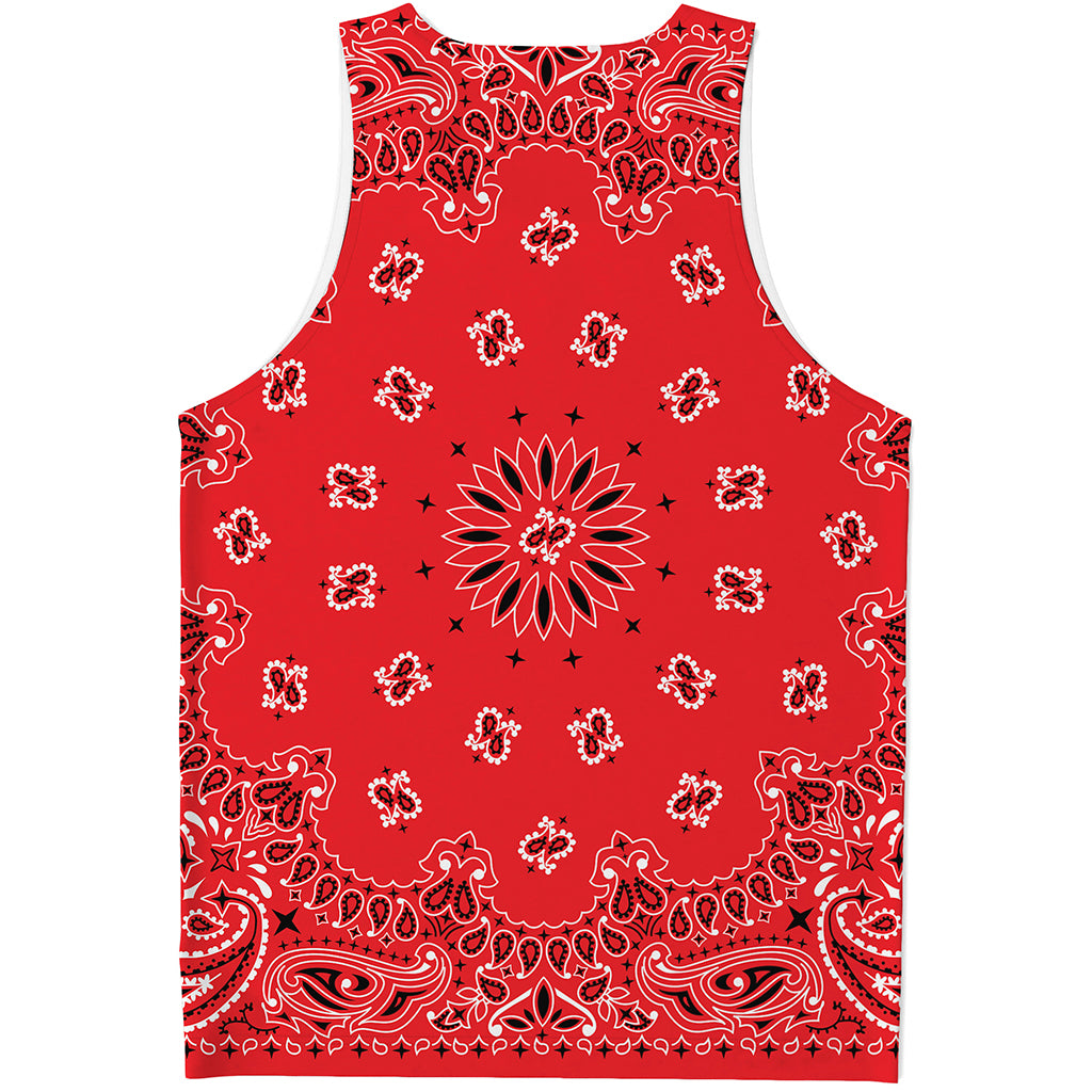 Red Black And White Bandana Print Men's Tank Top