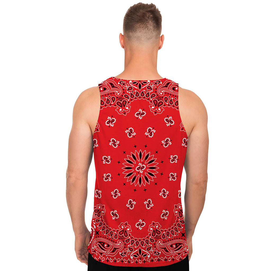 Red Black And White Bandana Print Men's Tank Top