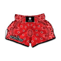 Red Black And White Bandana Print Muay Thai Boxing Shorts