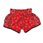 Red Black And White Bandana Print Muay Thai Boxing Shorts