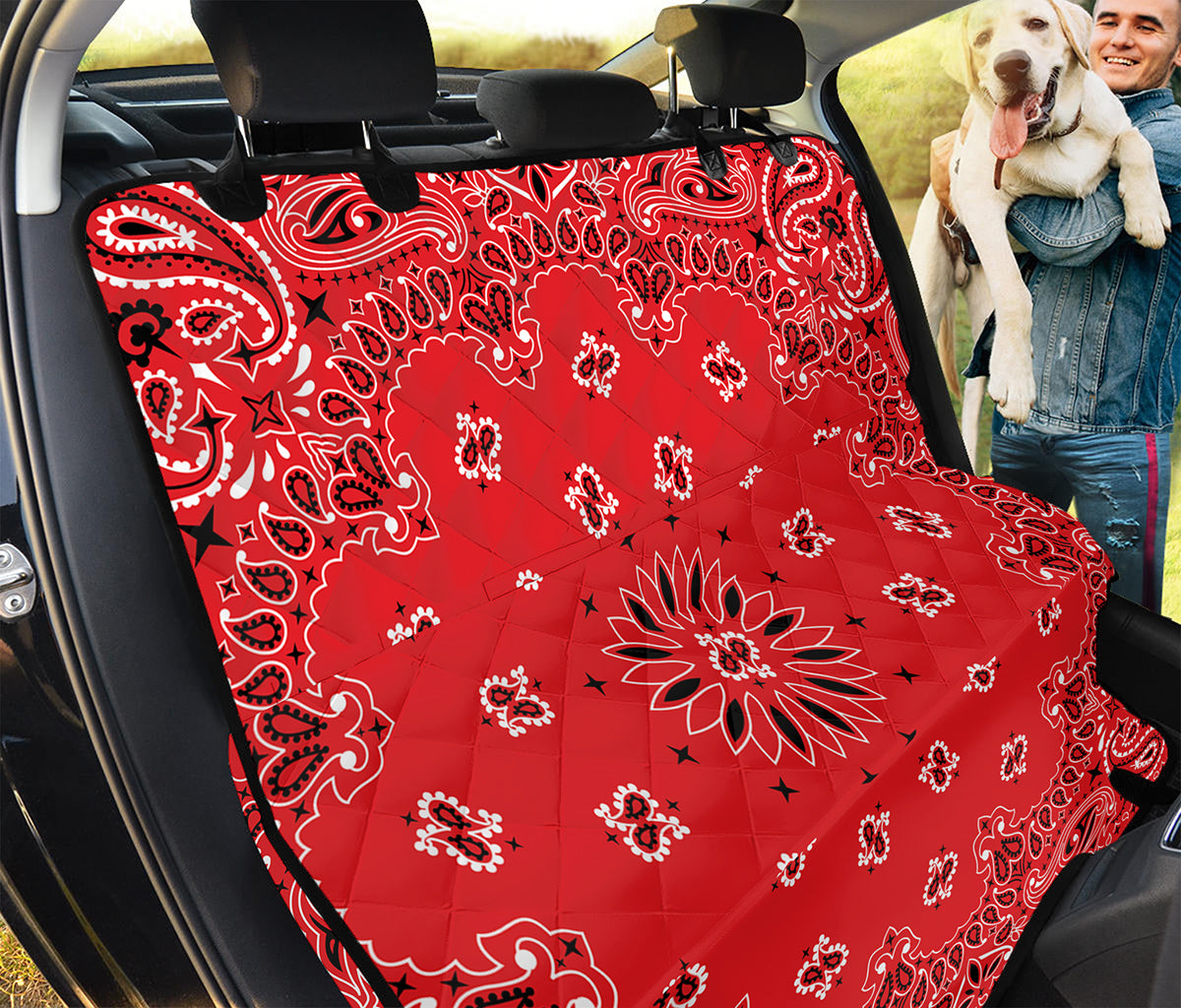 Red Black And White Bandana Print Pet Car Back Seat Cover